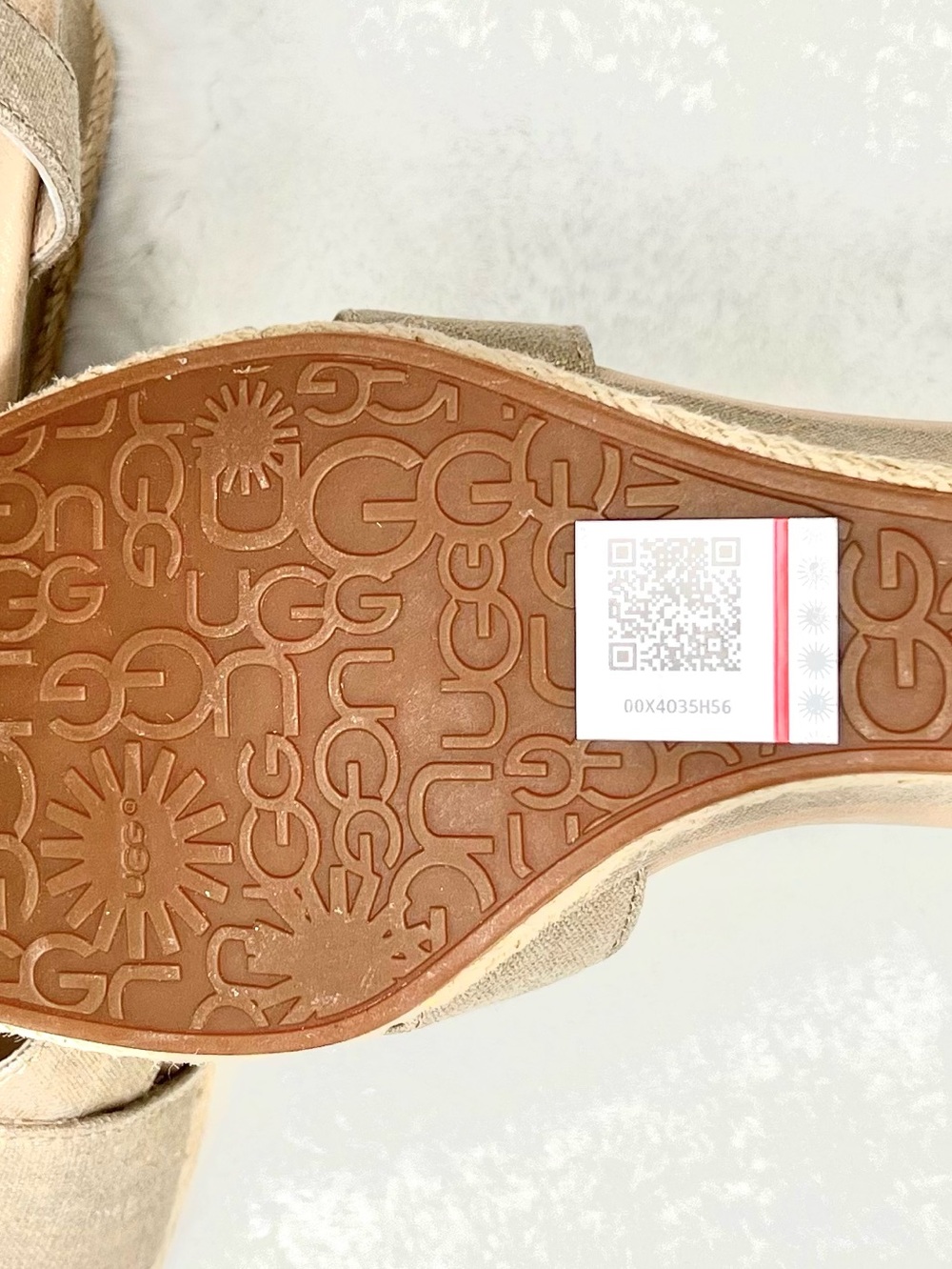 UGG Neutral Metallic Color Linen Wedge Espadrille Sandals Size 7.5 NWOT - Picture 12 of 12